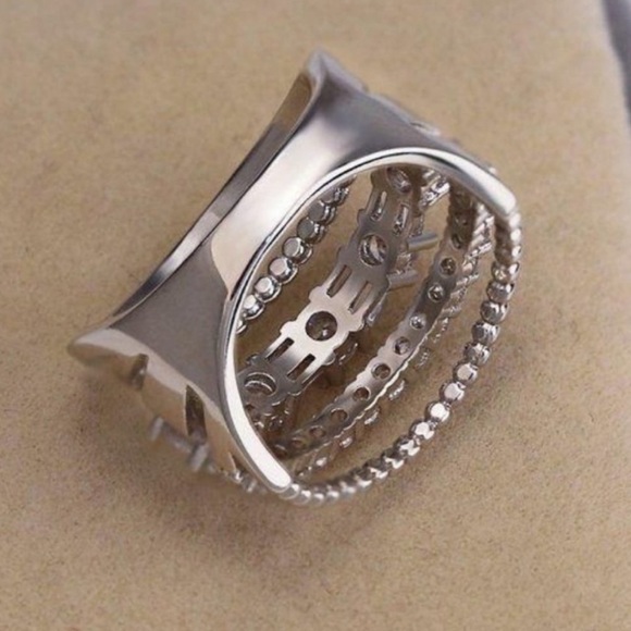 NEW💍925 STERLING SILVER DIAMOND MULTI BAND RING, CUTE RING, SHINY RING. - Picture 4 of 5